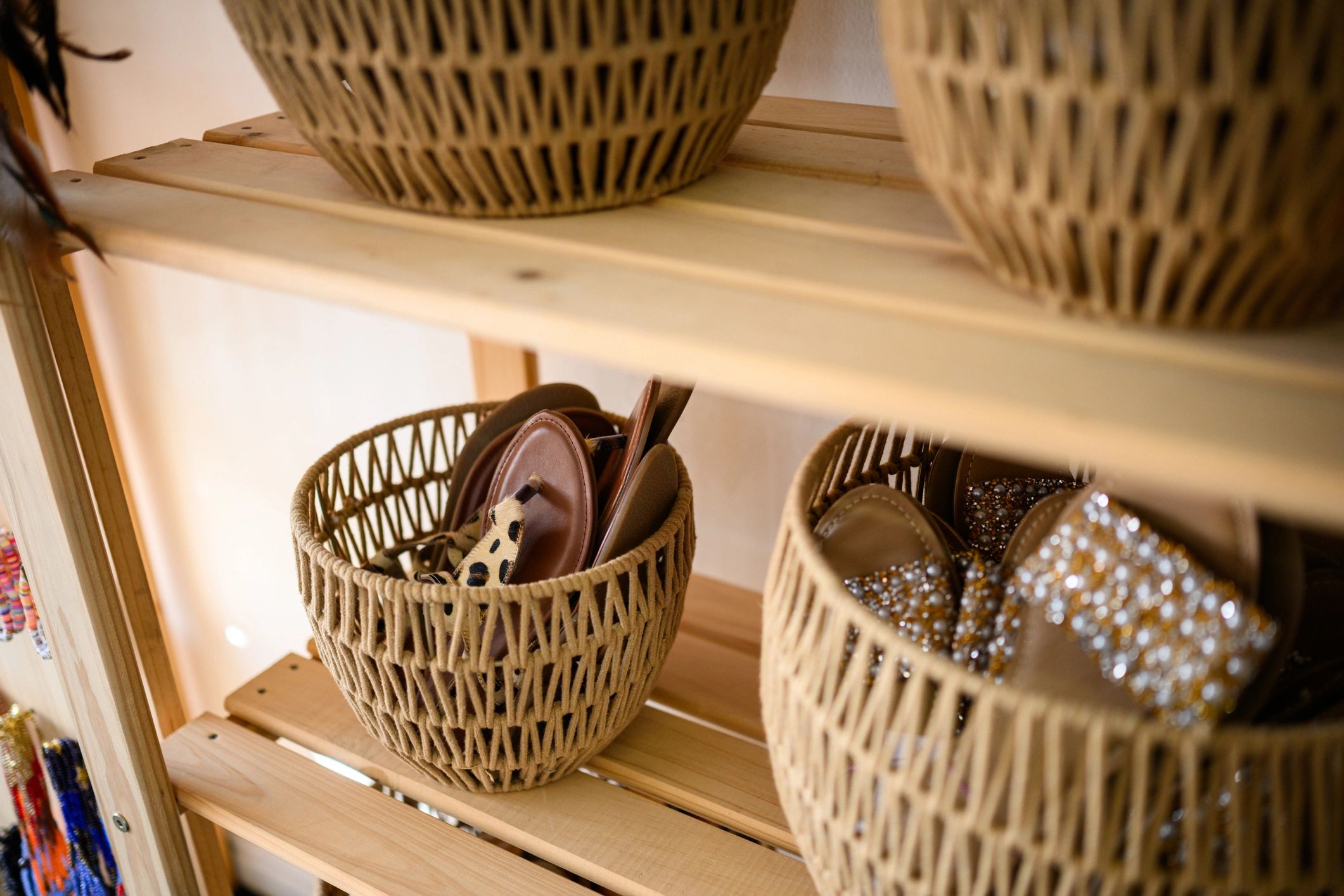 Woven baskets for organized home storage